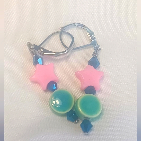 🍒 Dangle Handcrafted Earrings 925  STERLING SILVER HOOKS 🐥 - Picture 1 of 3